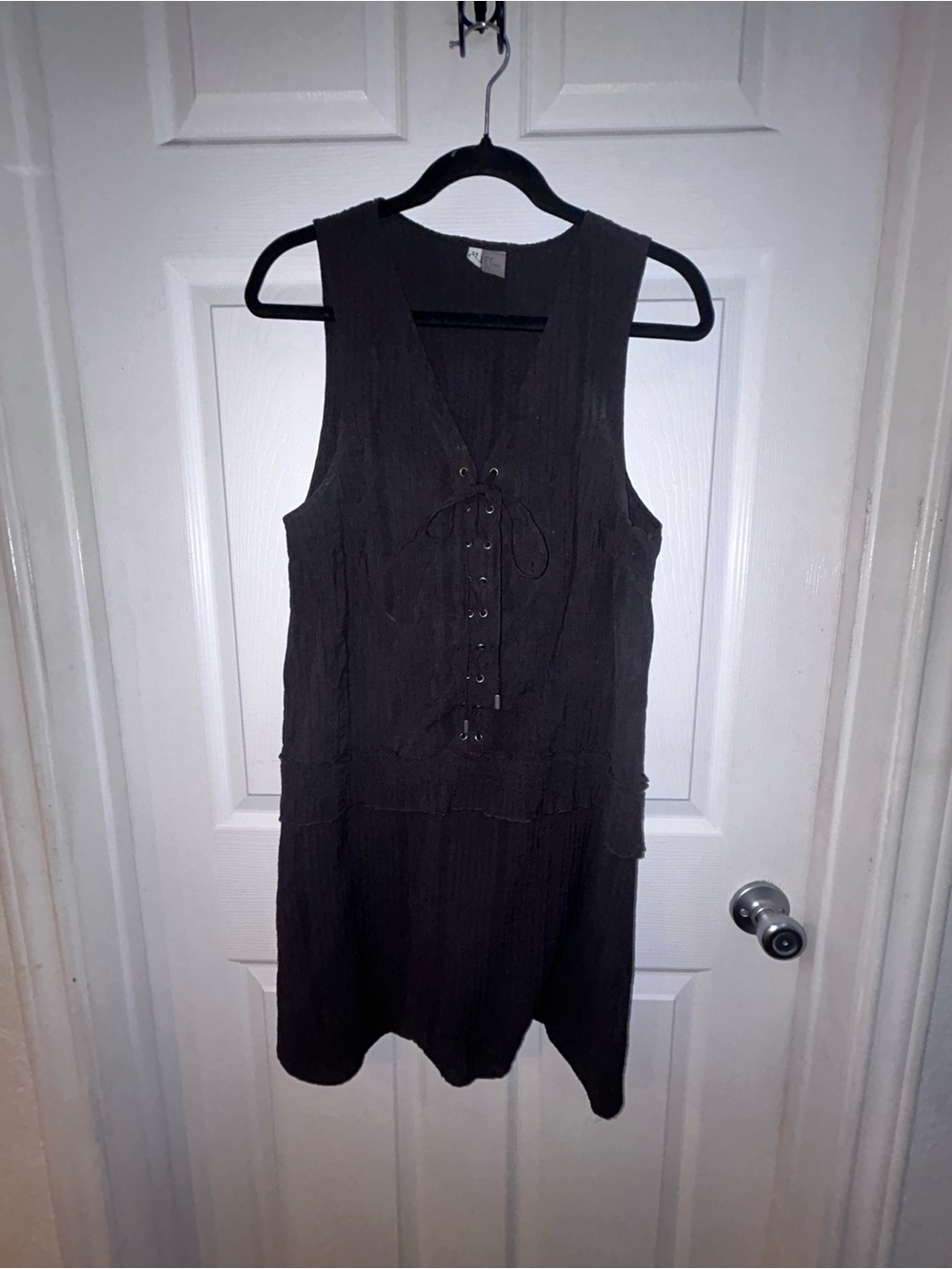 H&M Divided Black Woven Lace-up Tank Dress